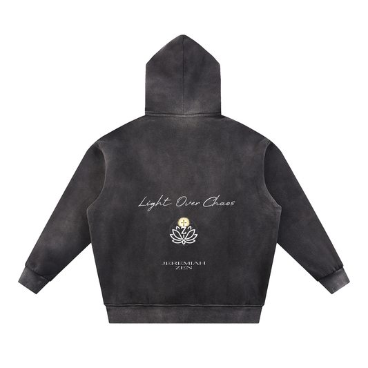 Sun Fade Contrast Tape Fleece Hoodie "PSALM 46:10"