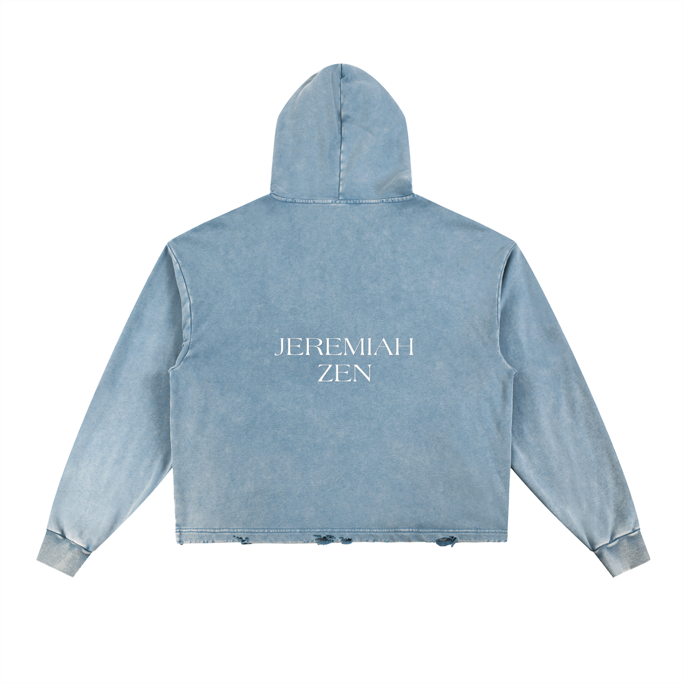 Vintage Washed Frayed-Hem Hoodie "REVELATION 1:14: